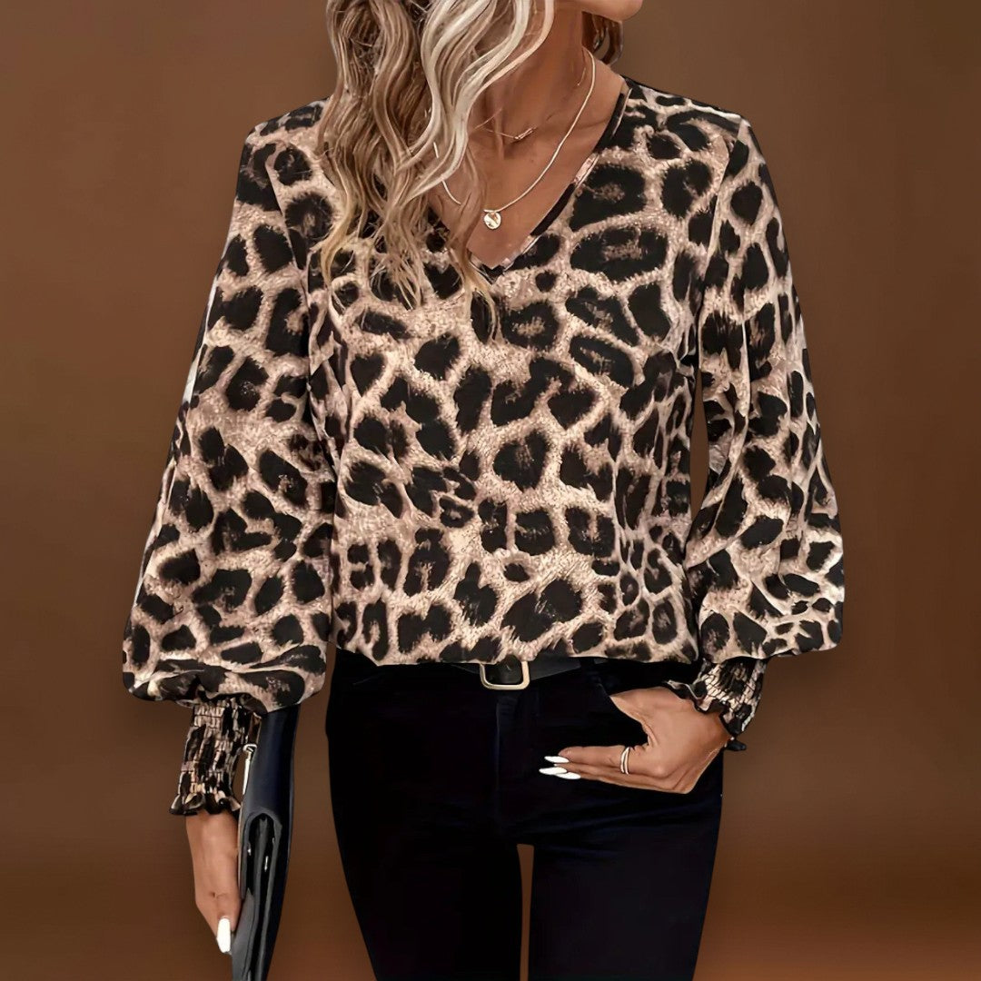 Susana - Blusa elegante com estampado de leopardo