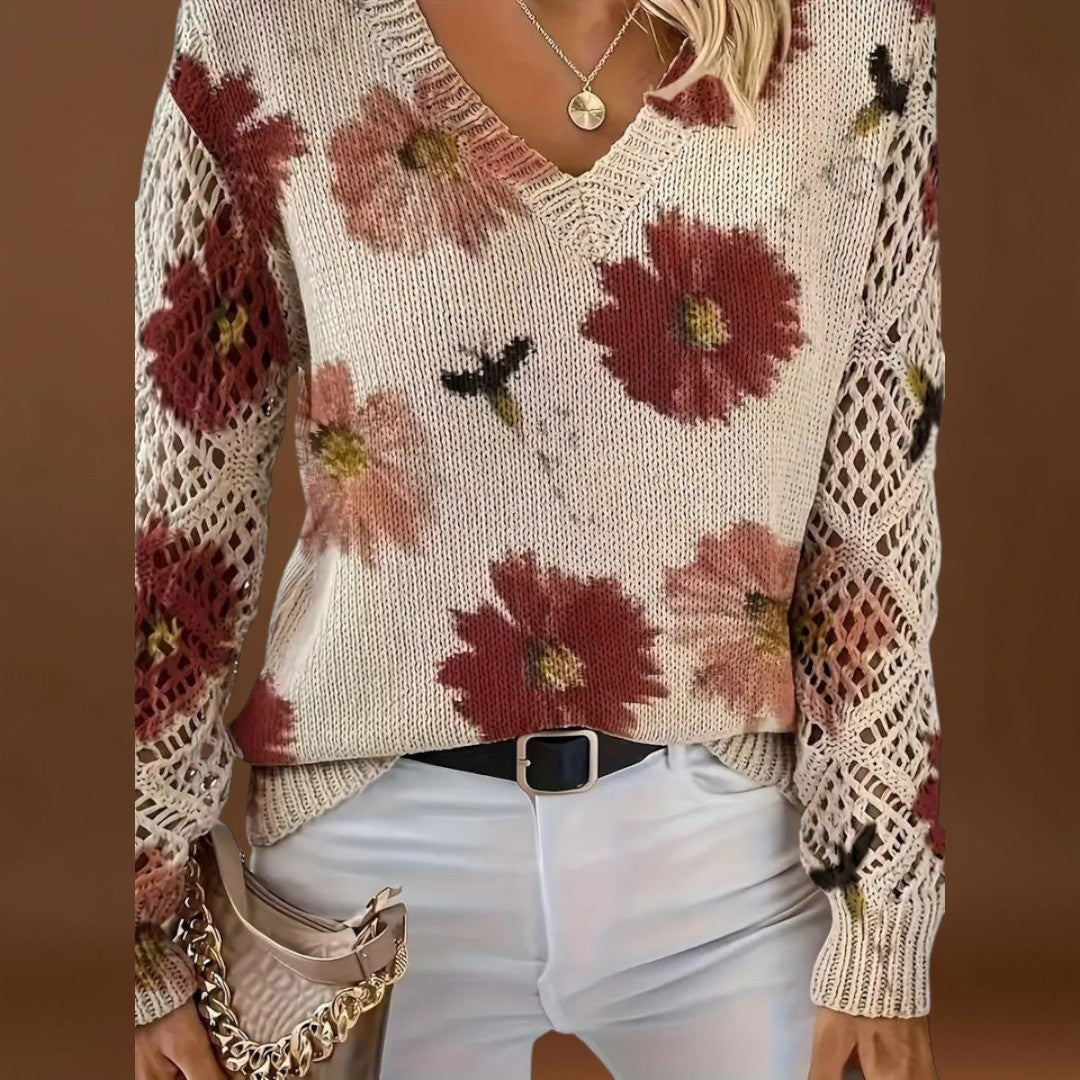 Catarina - Camisola de malha com padrão floral