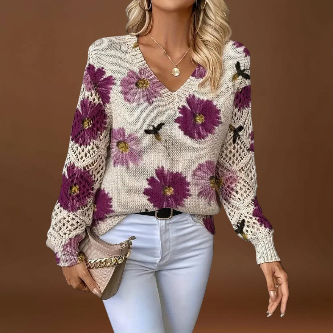 Catarina - Camisola de malha com padrão floral