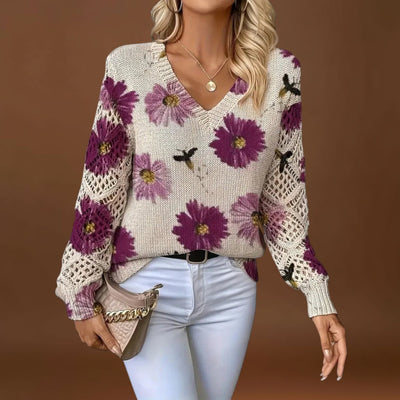 Catarina - Camisola de malha com padrão floral
