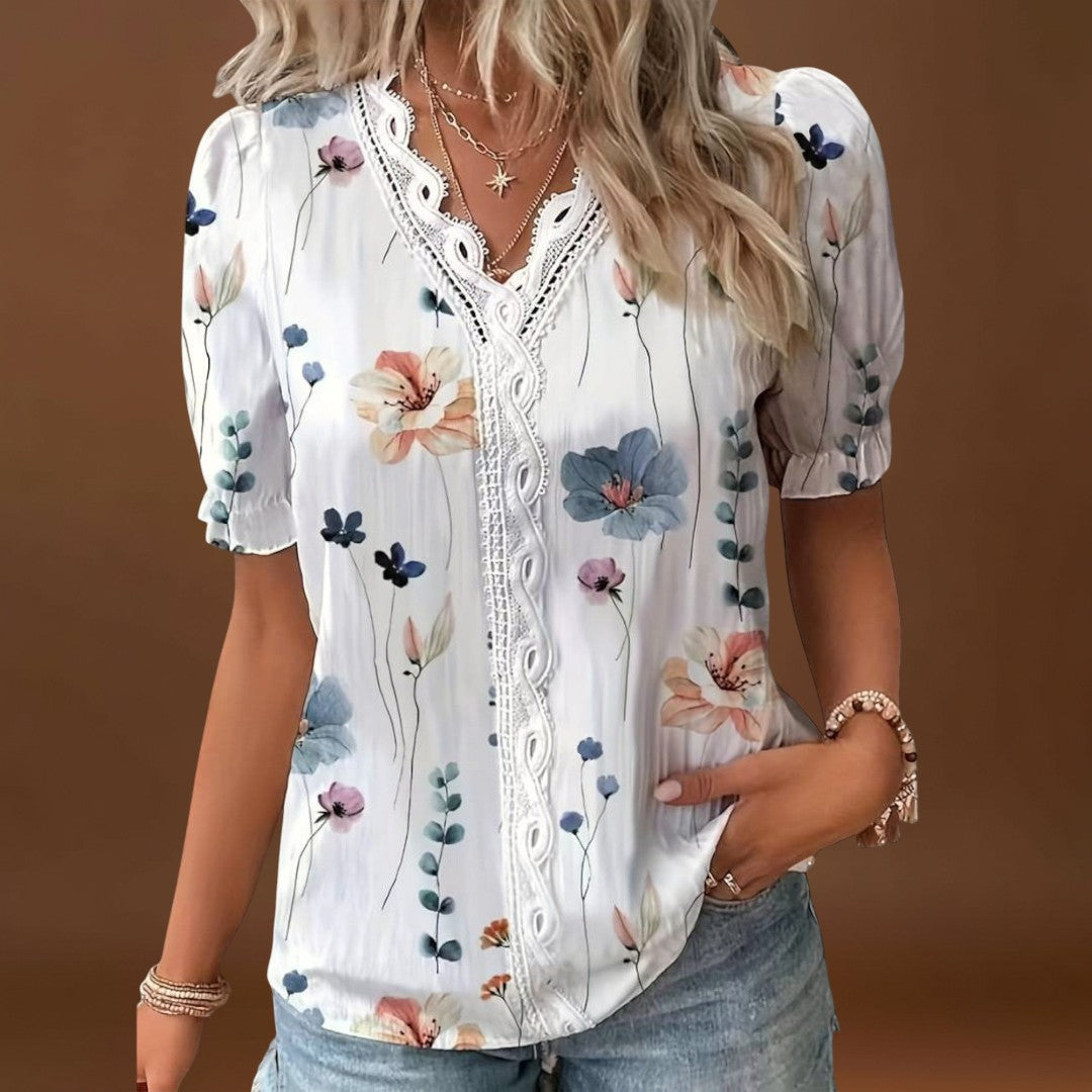 Bruna - Blusa elegante com um decote pontiagudo