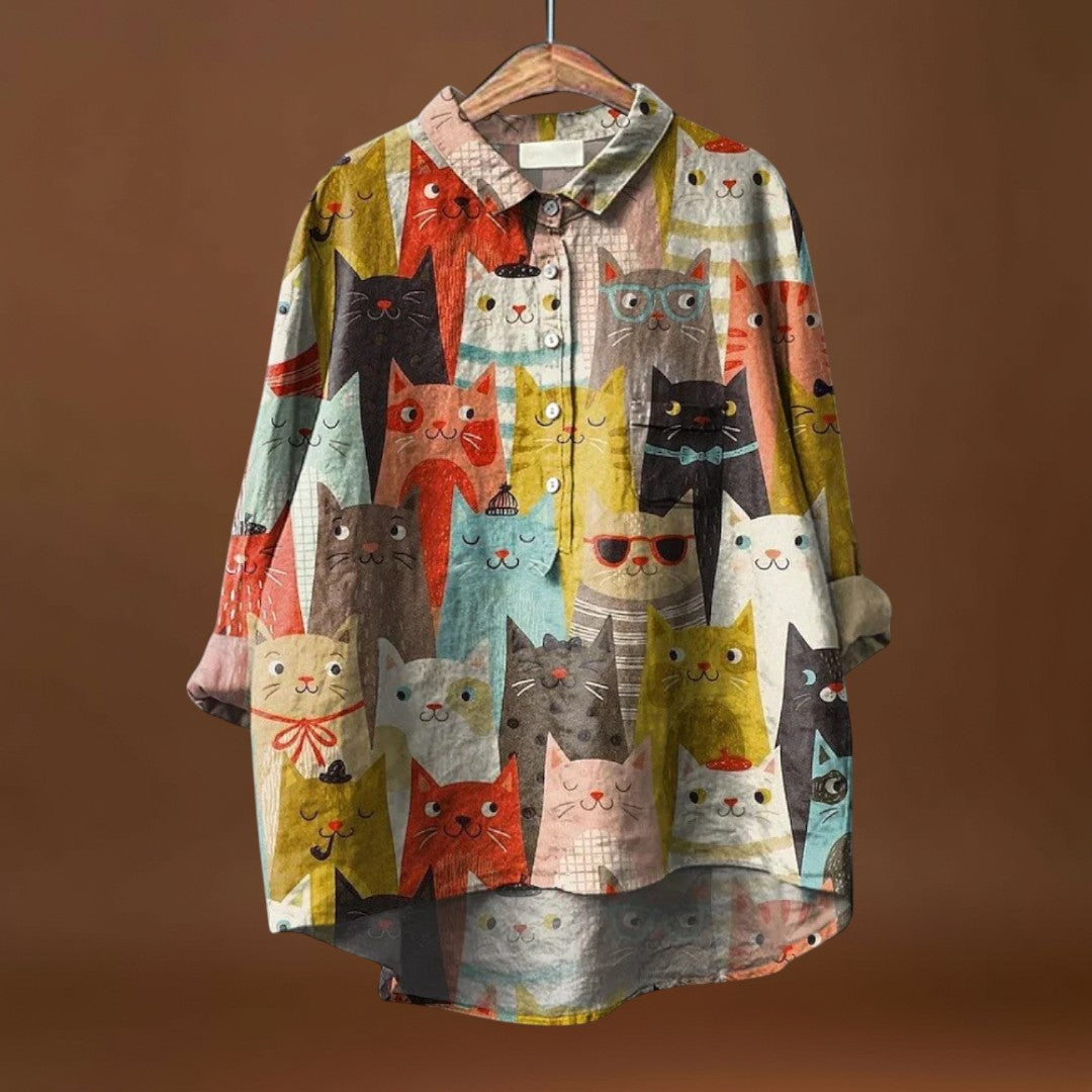 Elisabete - Camisa com padrões para senhora