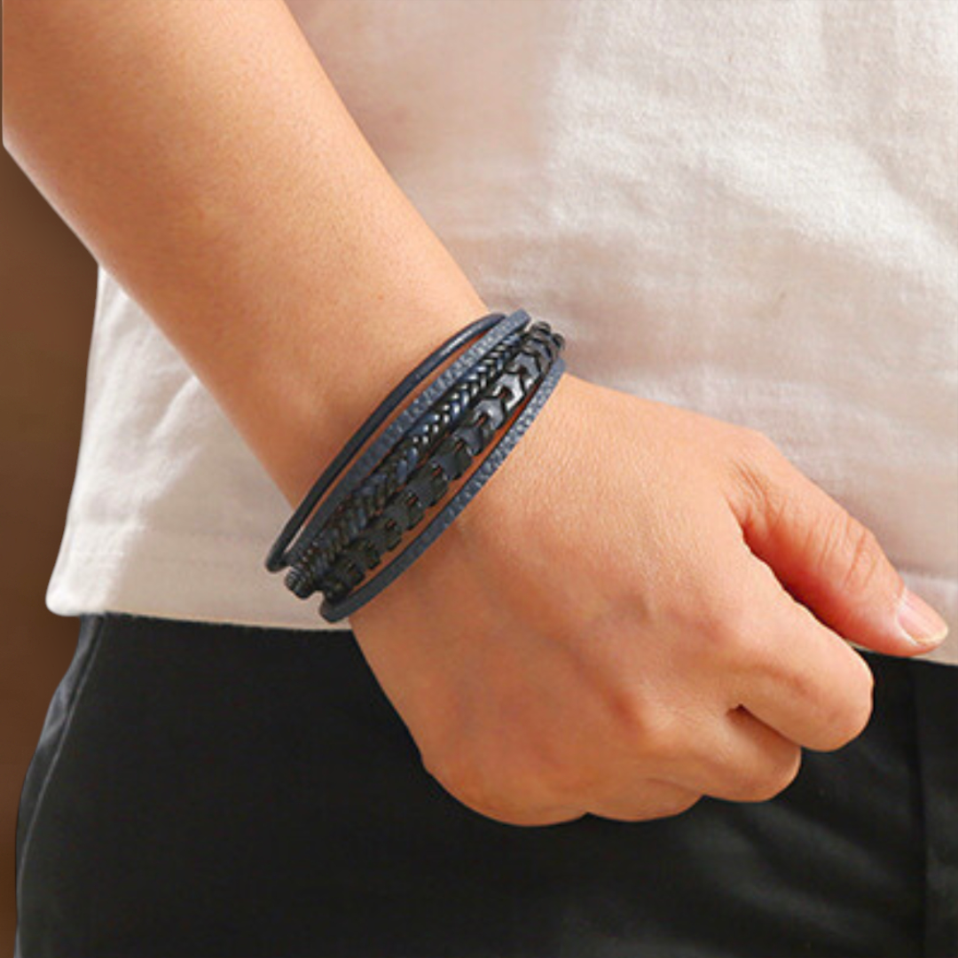 Rafael - Pulseira de Couro Trançado