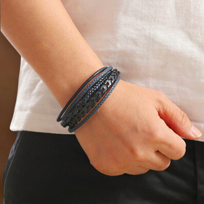 Rafael - Pulseira de Couro Trançado