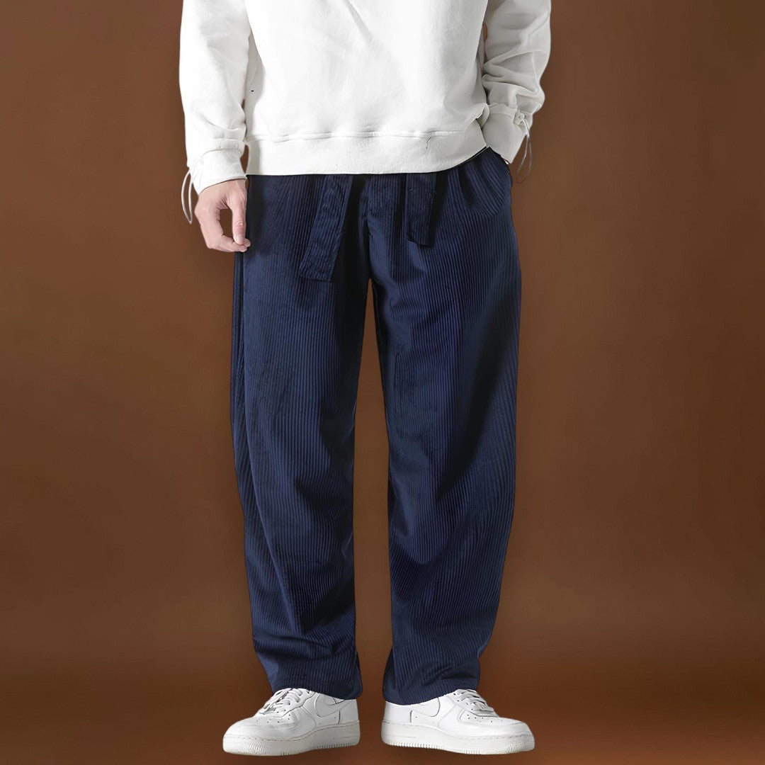 Yushiko - Calças de veludo Preto