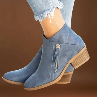 Larissa - Botas Camurça com salto largo