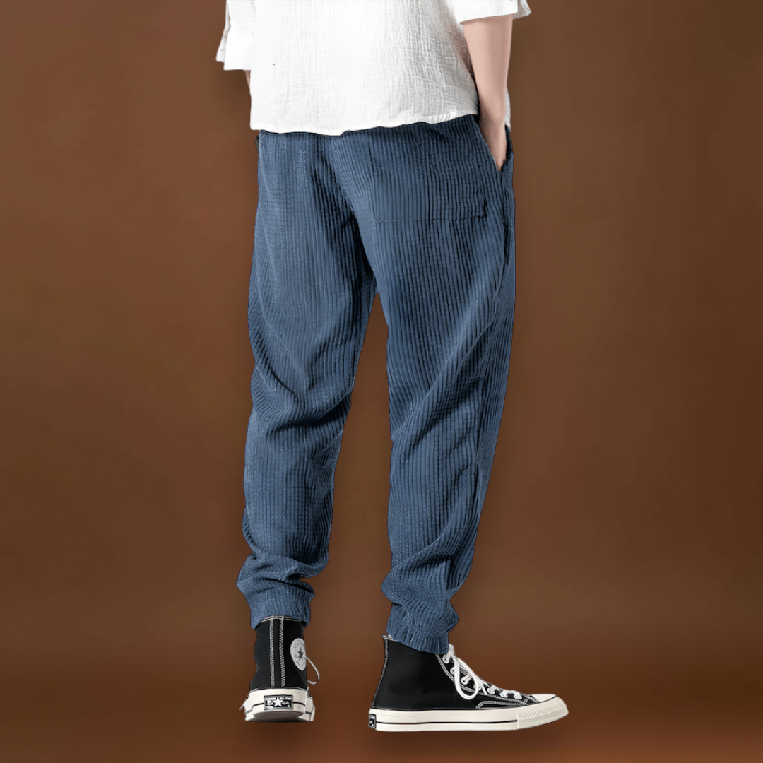 Jitsu - Calças de veludo às riscas Azul