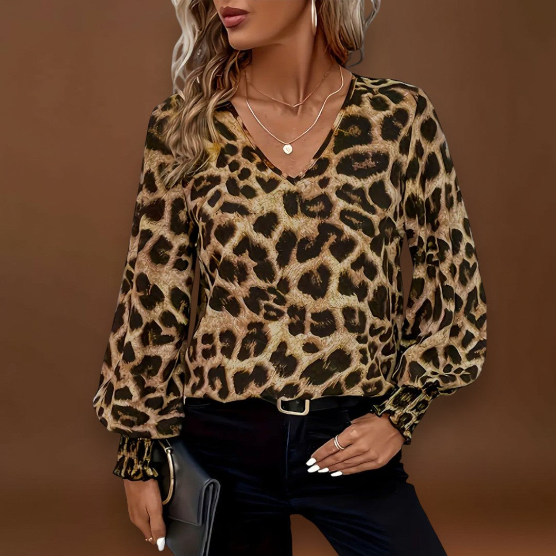 Susana - Blusa elegante com estampado de leopardo