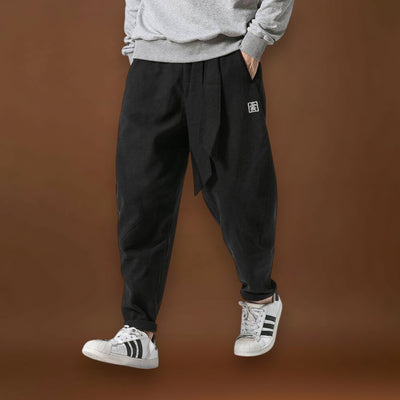 Akio - Calças de inverno azul-marinho com cintura alta