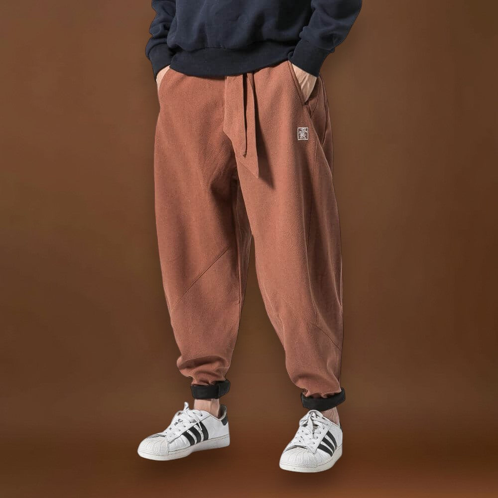 Akio - Calças de inverno azul-marinho com cintura alta