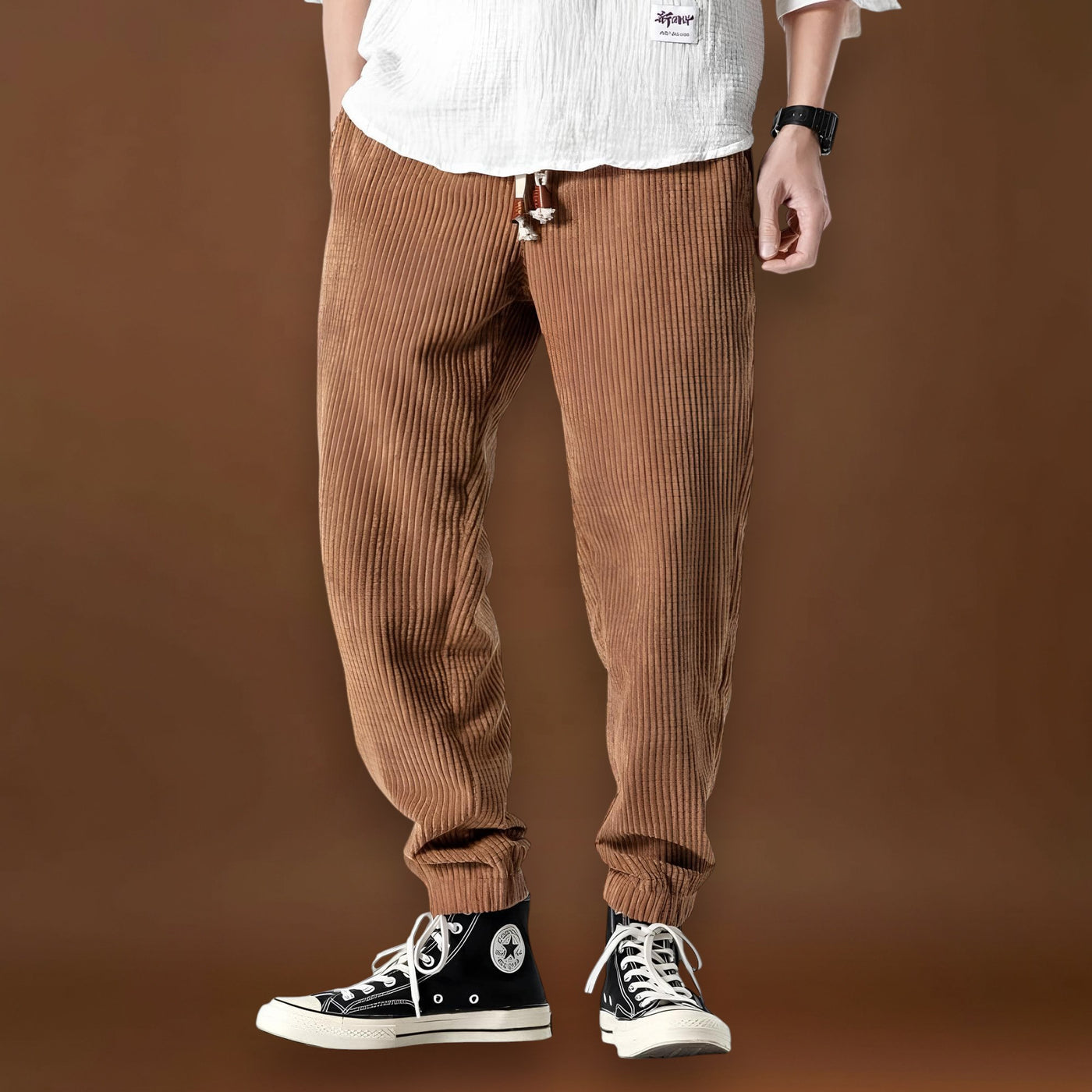 Jitsu - Calças de veludo às riscas Azul