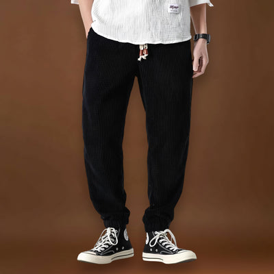 Jitsu - Calças de veludo às riscas Azul