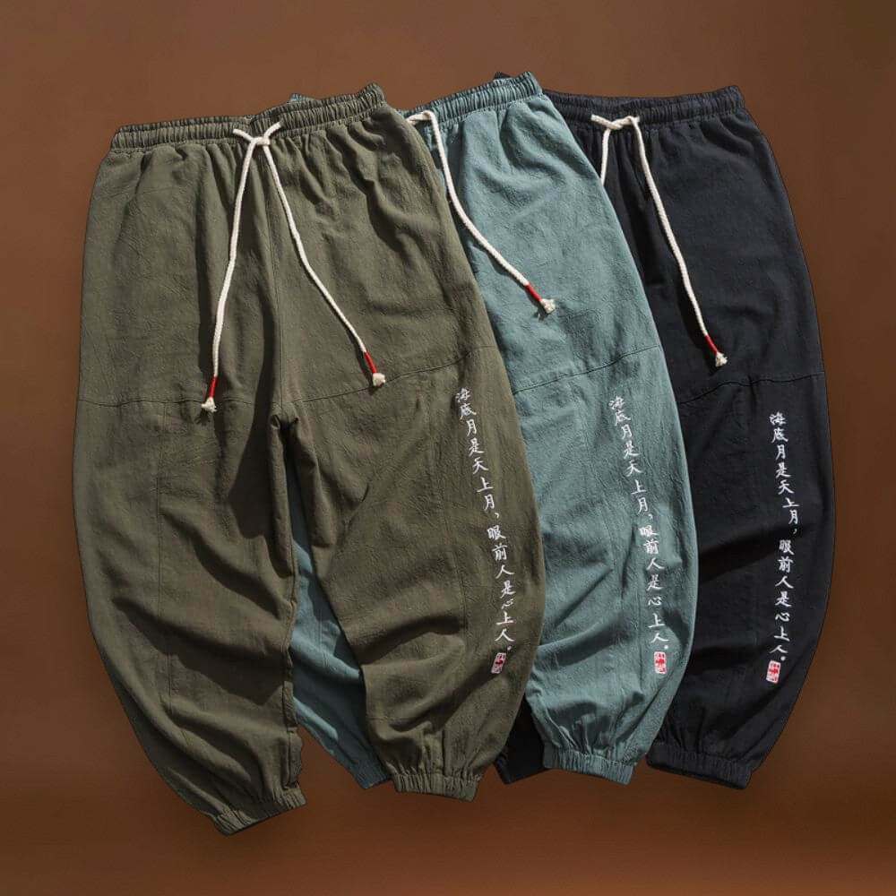 Shun - Calças japonesas confortáveis Preto