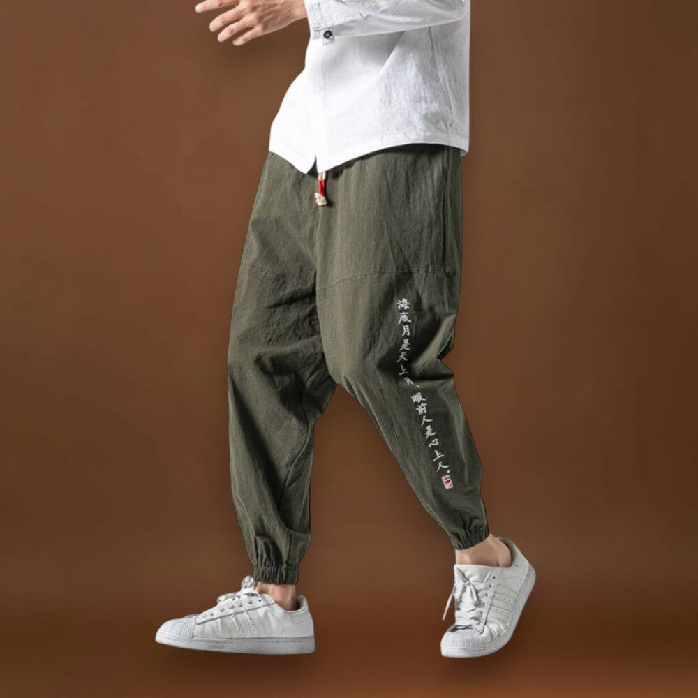 Shun - Calças japonesas confortáveis Verde