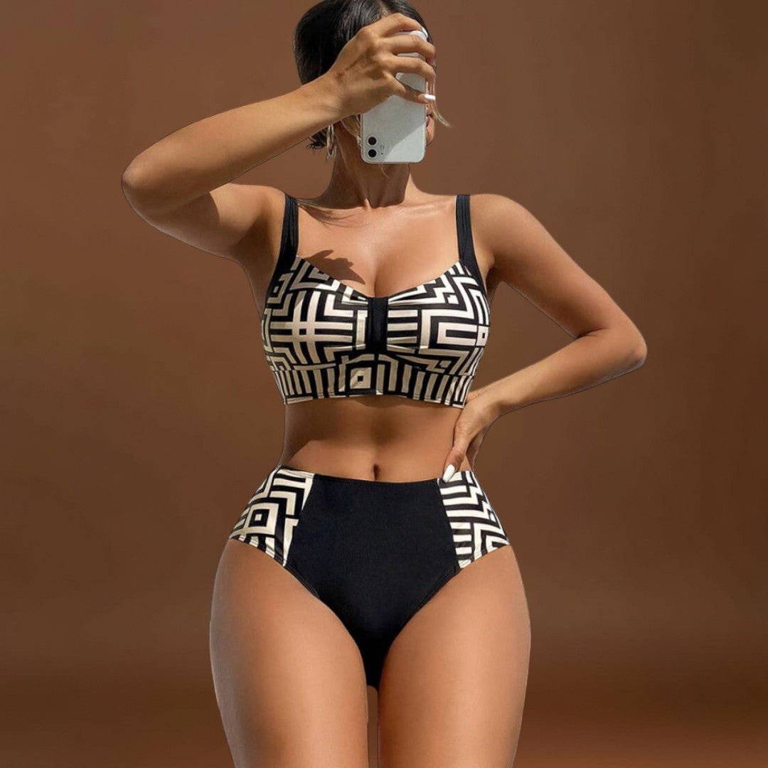 Helena - Biquíni elegante de duas peças com padrão