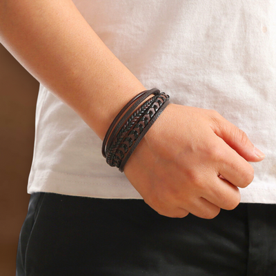 Rafael - Pulseira de Couro Trançado