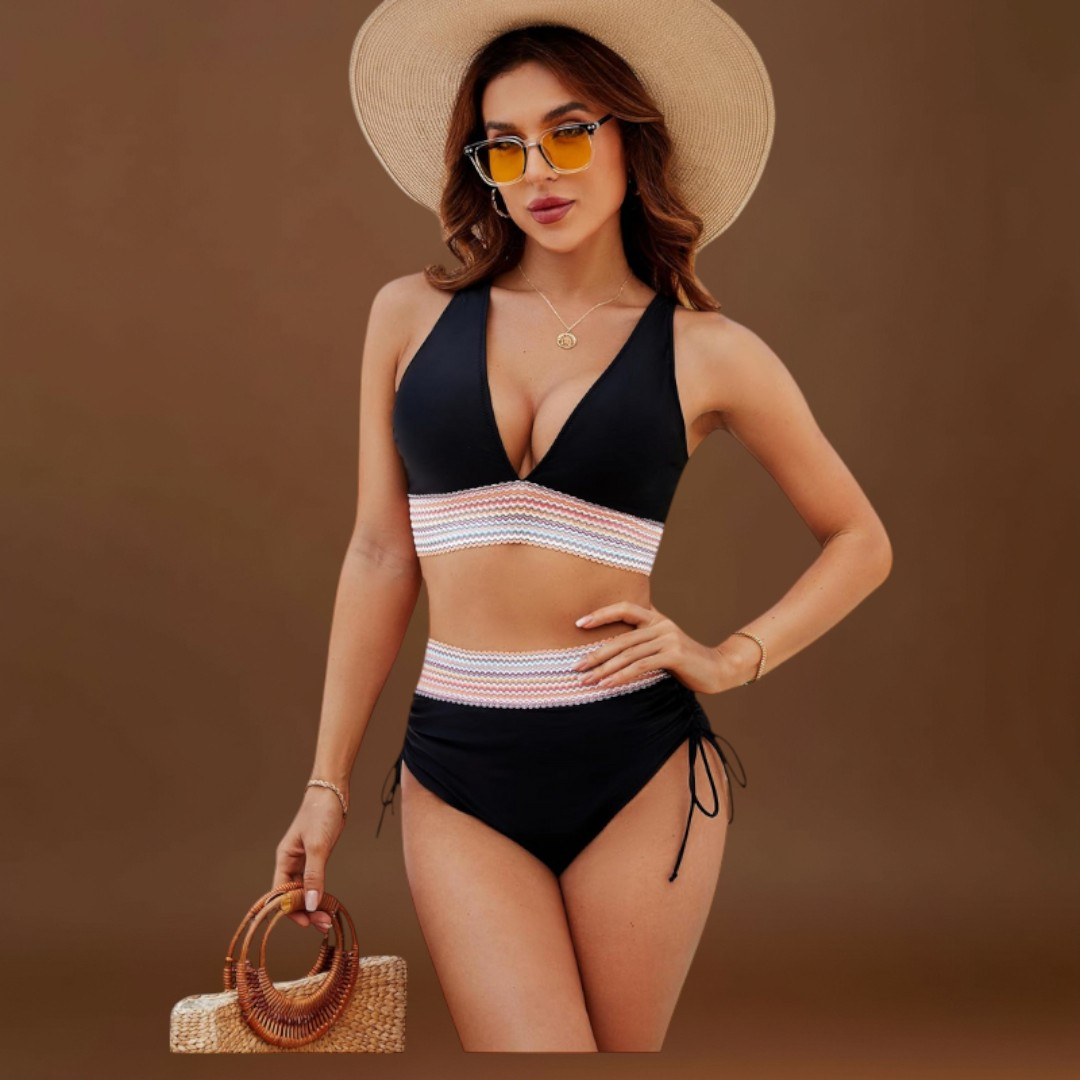 Vitória – Conjunto de biquíni de cintura alta com controlo da barriga