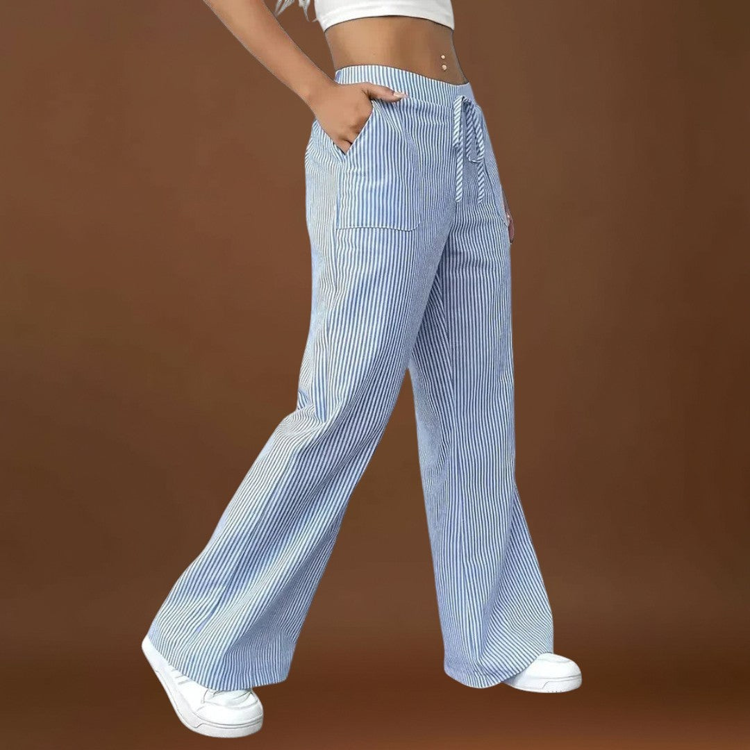 Maria - Calças largas confortáveis com detalhes elegantes