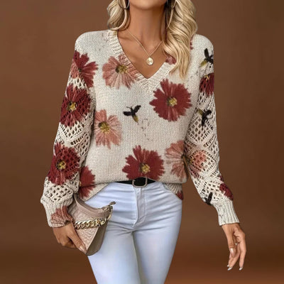 Catarina - Camisola de malha com padrão floral