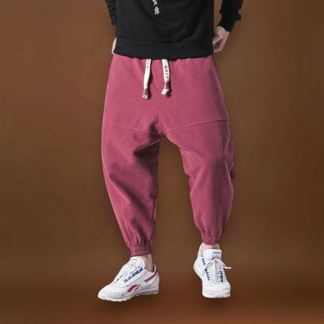 Shao - Calças harém de algodão confortáveis Vermelho