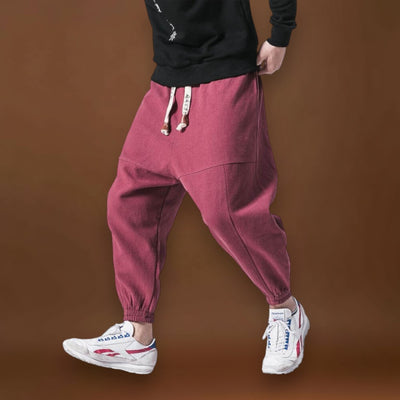 Shao - Calças harém de algodão confortáveis Preto