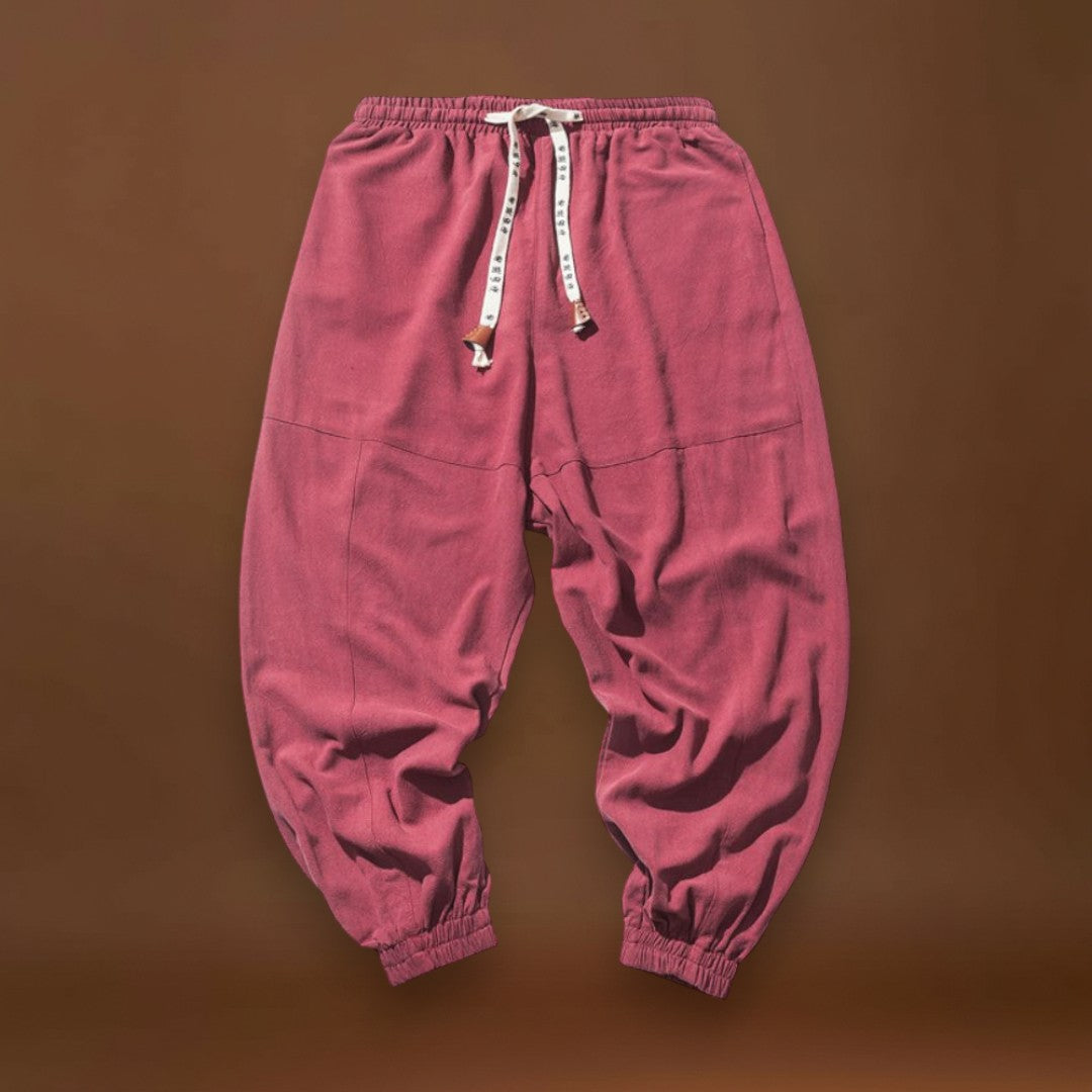 Shao - Calças harém de algodão confortáveis Vermelho