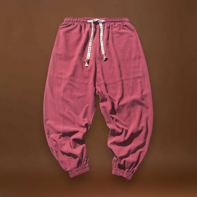 Shao - Calças harém de algodão confortáveis Preto