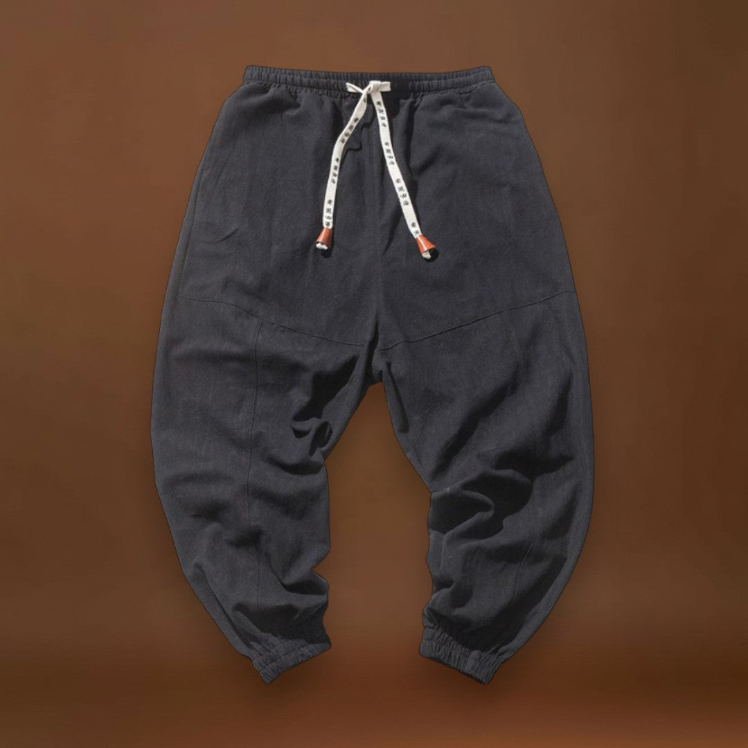 Shao - Calças harém de algodão confortáveis Preto