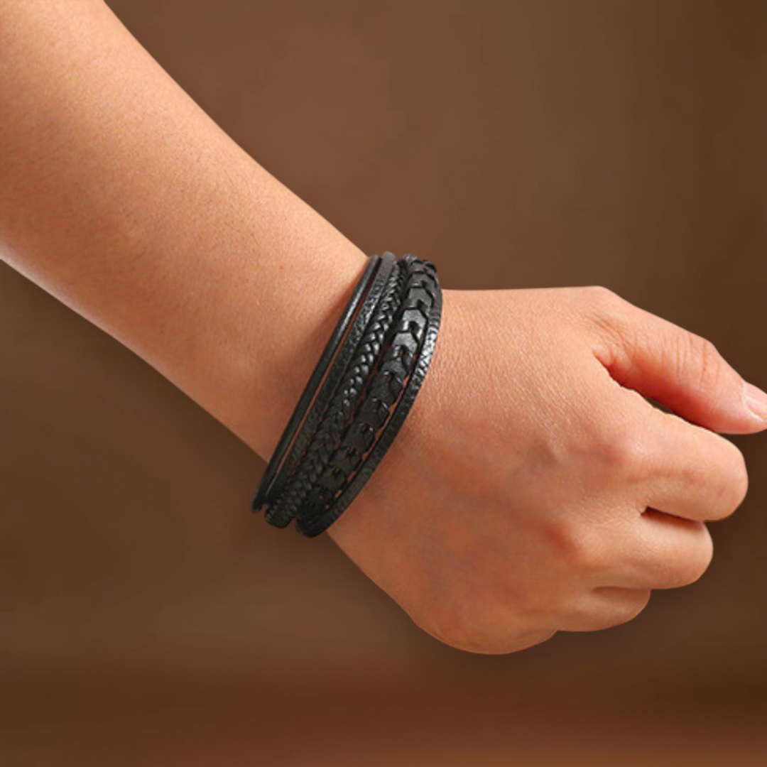 Rafael - Pulseira de Couro Trançado