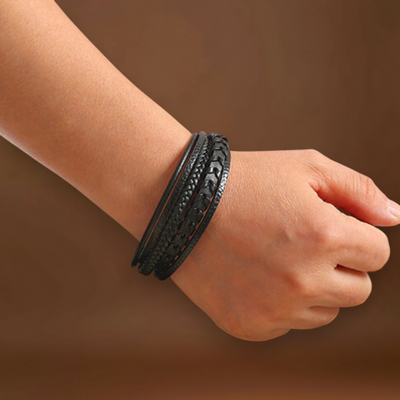 Rafael - Pulseira de Couro Trançado