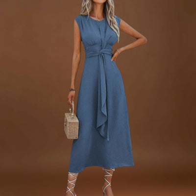 Emilia - Vestido maxi elegante sem mangas e gola redonda