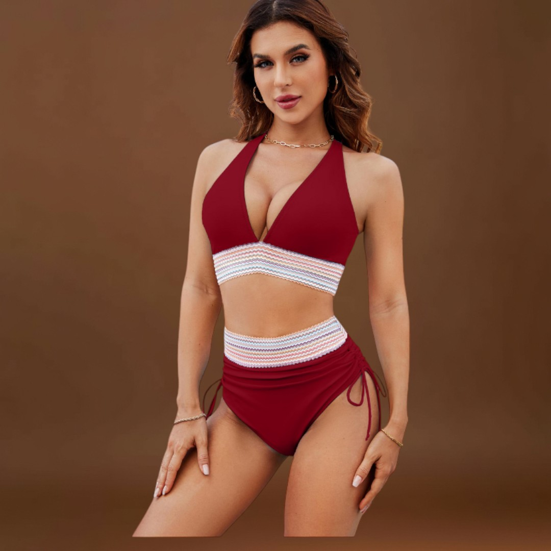 Vitória – Conjunto de biquíni de cintura alta com controlo da barriga