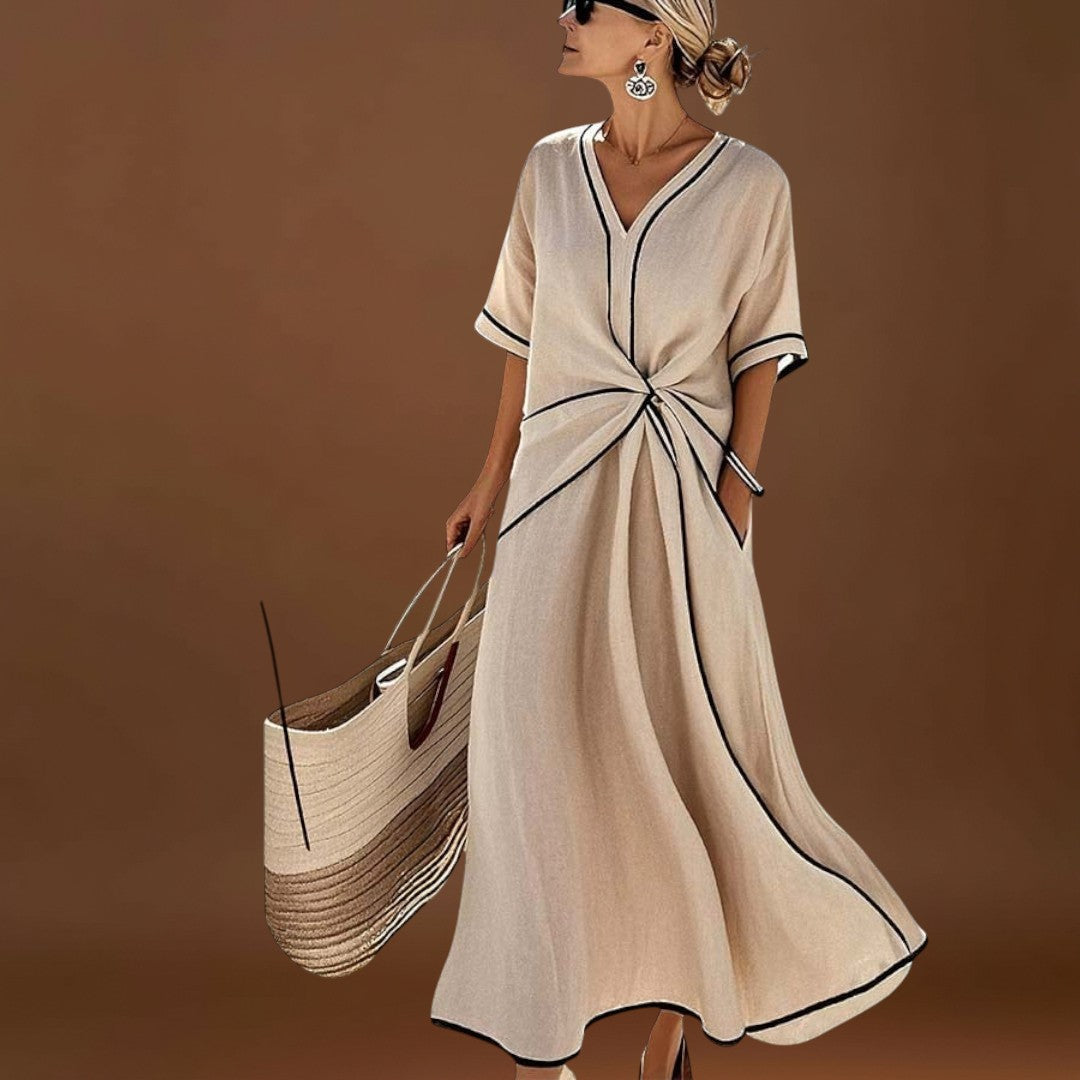 Filomena – Vestido largo às riscas