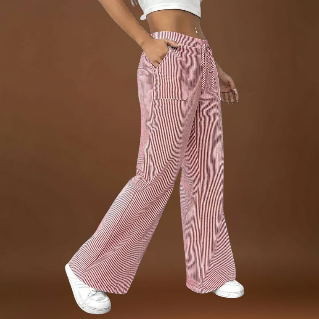 Maria - Calças largas confortáveis com detalhes elegantes