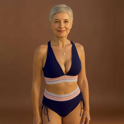 Vitória – Conjunto de biquíni de cintura alta com controlo da barriga