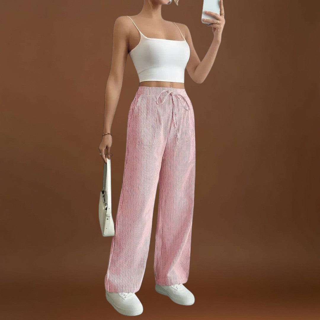 Maria - Calças largas confortáveis com detalhes elegantes