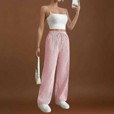 Maria - Calças largas confortáveis com detalhes elegantes