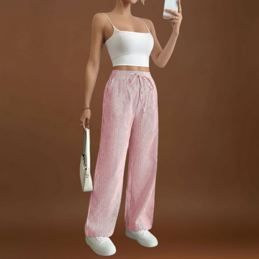 Maria - Calças largas confortáveis com detalhes elegantes