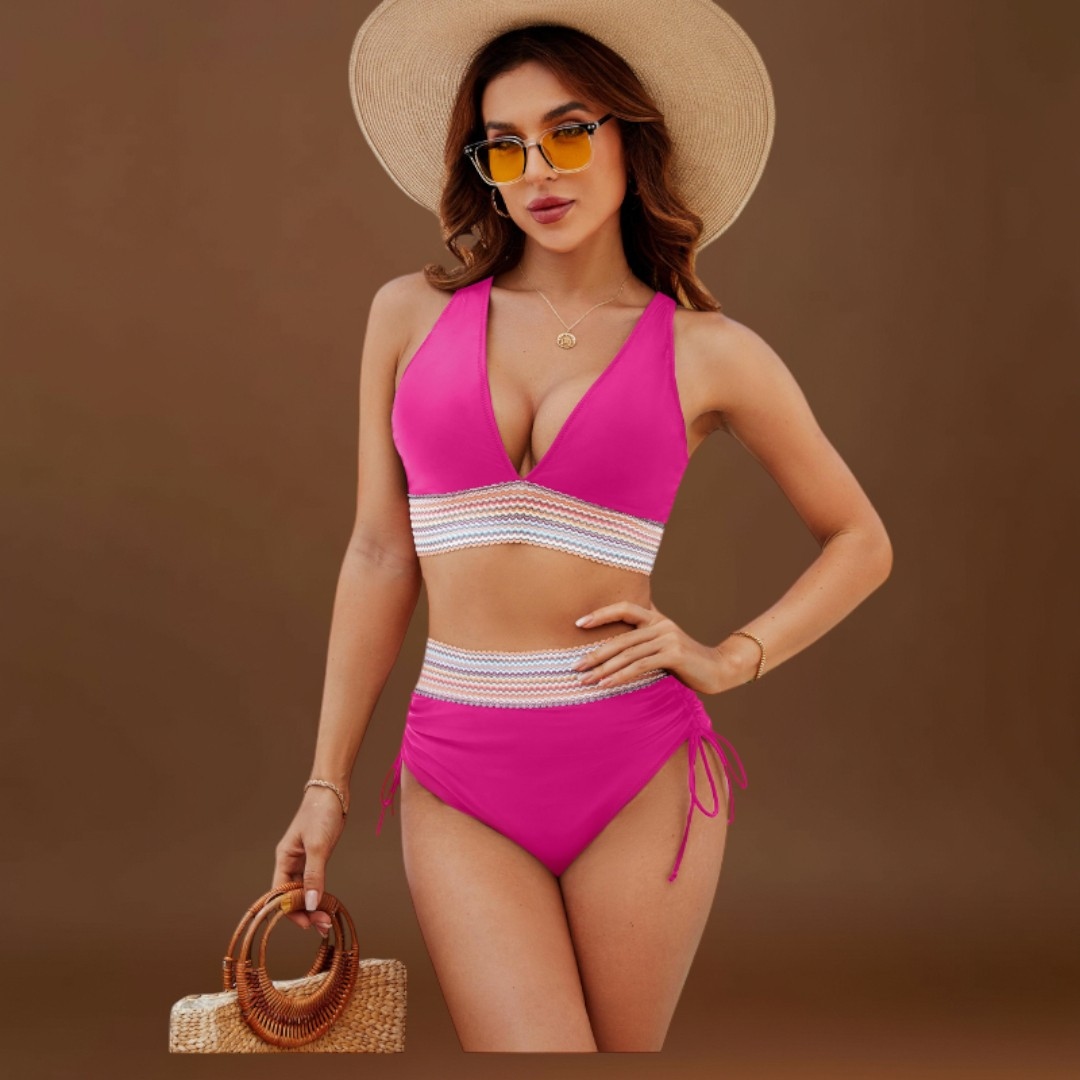 Vitória – Conjunto de biquíni de cintura alta com controlo da barriga