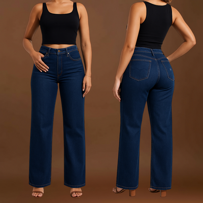 Aline - Calças de ganga elásticas de cintura média