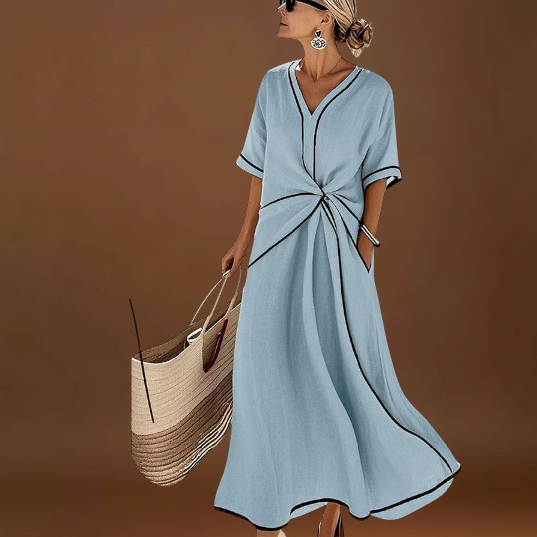 Filomena – Vestido largo às riscas