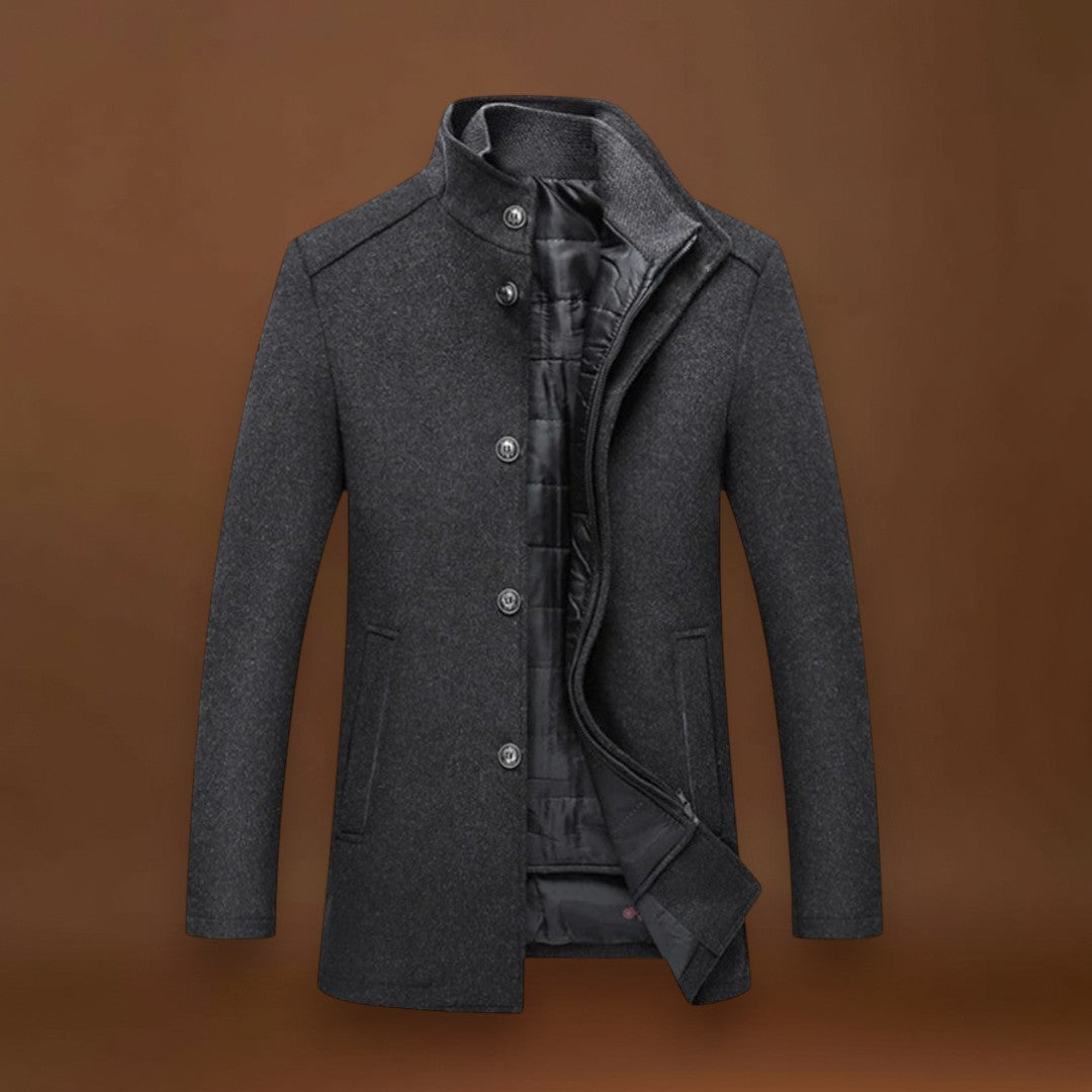 Filipe | Casaco Longo de Lã de Inverno Com Botões