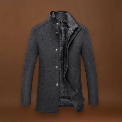 Filipe | Casaco Longo de Lã de Inverno Com Botões