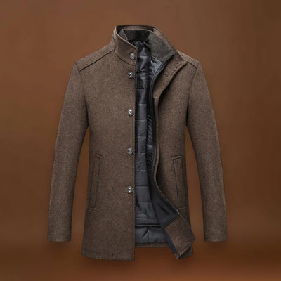 Filipe | Casaco Longo de Lã de Inverno Com Botões