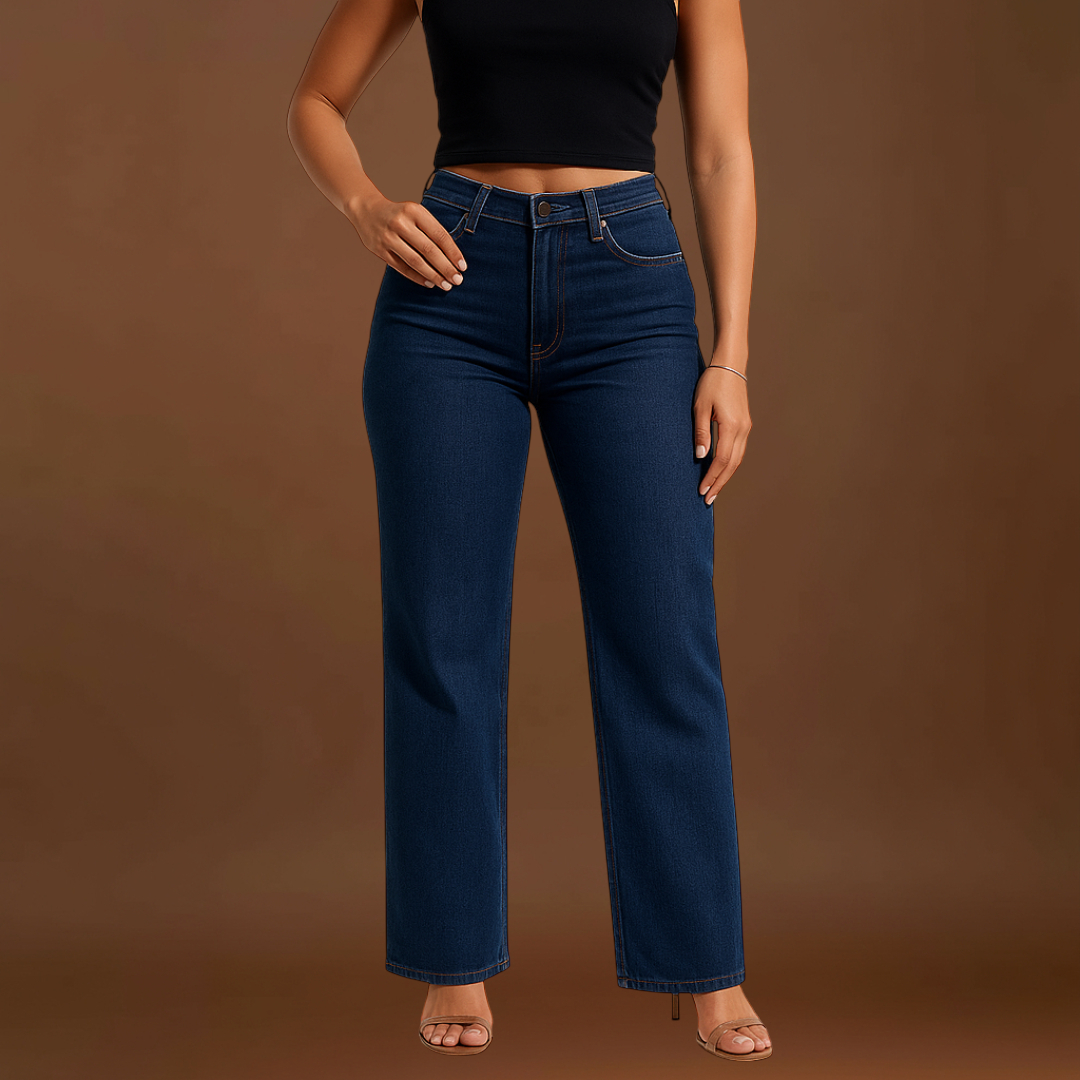 Aline - Calças de ganga elásticas de cintura média