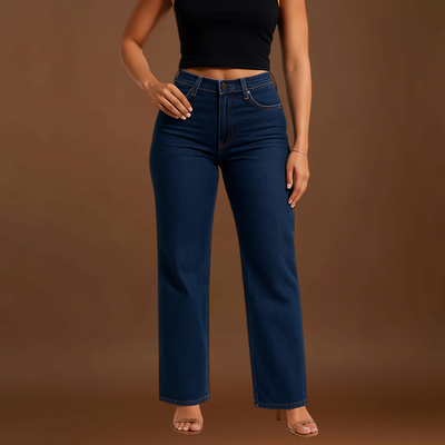 Aline - Calças de ganga elásticas de cintura média