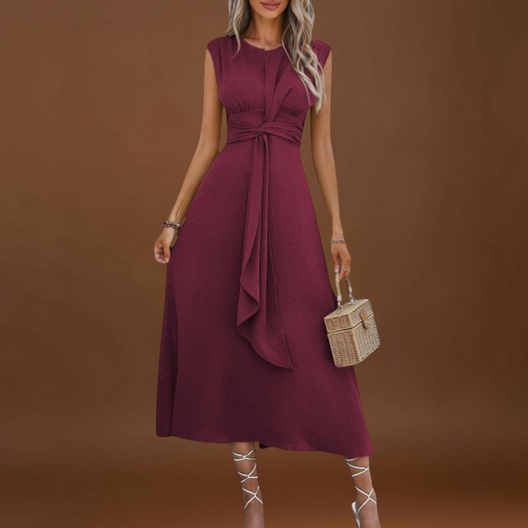 Emilia - Vestido maxi elegante sem mangas e gola redonda