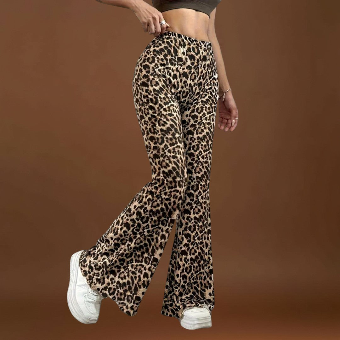 Berenice - Calças bootcut leopardo