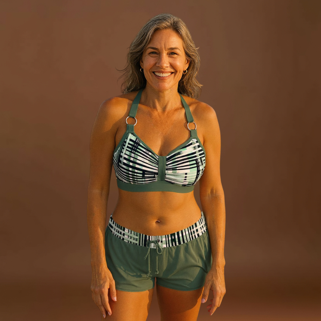 Juliana - Biquíni de cintura alta com nervuras