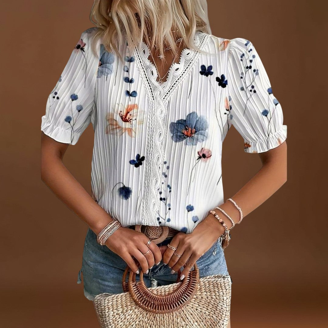 Bruna - Blusa elegante com um decote pontiagudo